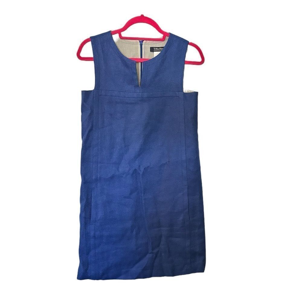 ‘S MaxMara Linen blend fully lined Mini Shift Dress pockets Size 6